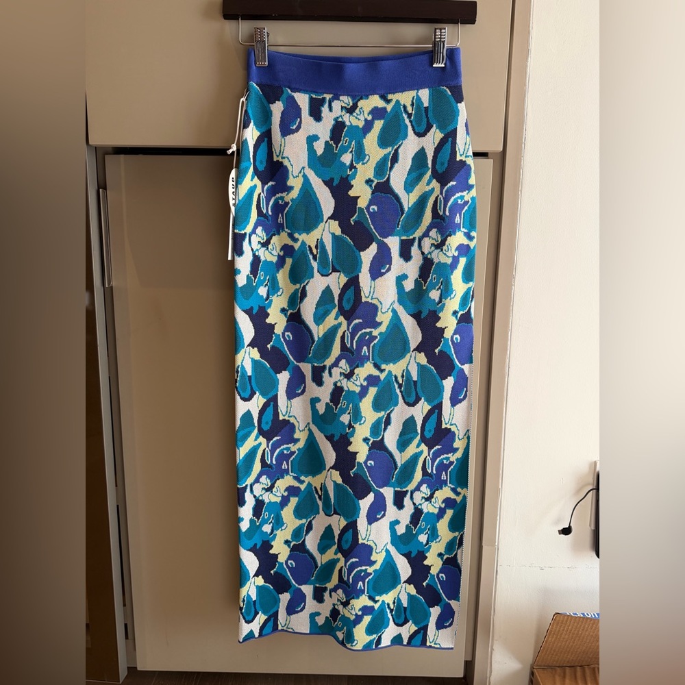 STAUD Giovanni Abstract Jacquard Knit Midi Skirt